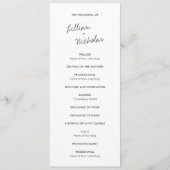Elegant Black and White Modern Wedding Programma (Voorkant)