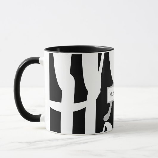 Elegant Black and White Monogram Coffee Mok (Links)