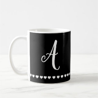 Elegant Black and White Monogram Initiaal Koffiemok