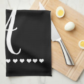 Elegant Black and White Monogram Initiaal Theedoek (Quarter Fold)