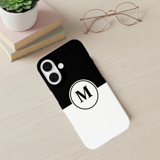 Elegant Black and White Monogram iPhone Case