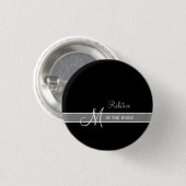 Elegant Black and White Monogram Wedding ID Ronde Button 3,2 Cm (Voorkant /achterkant)