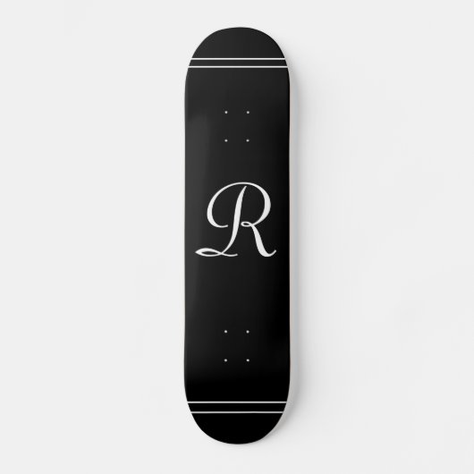 Elegant Black and White Monogrammed Personalized Skateboard (Voorkant)