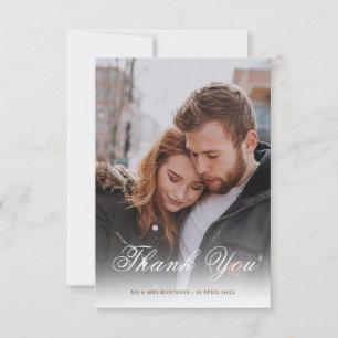 Elegant Black and White Overlay Script Weddenschap Bedankkaart