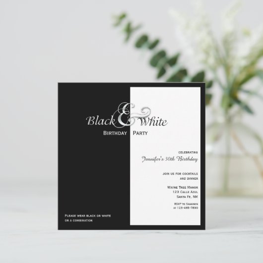 Elegant Black and White Party Kaart