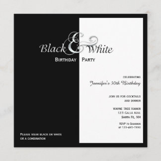 Elegant Black and White Party Kaart