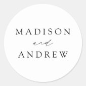 Elegant Black and White Personalized Wedding Ronde Sticker (Voorkant)
