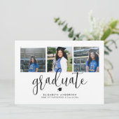 Elegant Black and White Photo Collage Afstuderen Kaart (Staand voorkant)