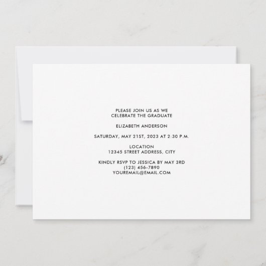 Elegant Black and White Photo Collage Afstuderen Kaart (Achterkant)