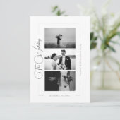 Elegant Black and White Photo Collage Wedding RSVP Kaartje (Staand voorkant)
