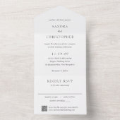Elegant Black and White QR Code Modern Wedding All In One Uitnodiging (Binnen)