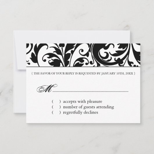 Elegant Black and White Reply Cards - RSVP (Voorkant)