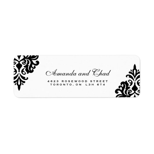 Elegant Black and White Return Address Labels (Voorkant)