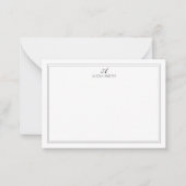 Elegant Black and White Script Monogram Border Notitiekaartje (Voorkant)
