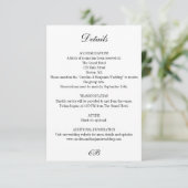Elegant Black and White Script Monogram Wedding Informatiekaartje (Staand voorkant)