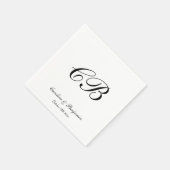 Elegant Black and White Script Monogram Wedding Servet (Hoek)