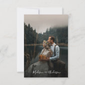 Elegant Black and White Script Photo Wedding Kaart (Achterkant)