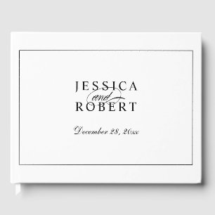 Elegant Black and White Script Wedding Gastenboek