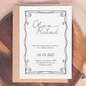 Elegant Black and White Script Wedding Invitation 