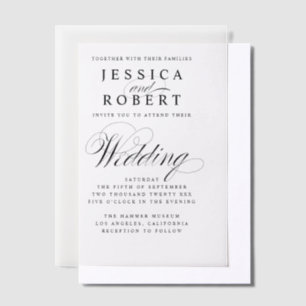 Elegant Black and White Script Wedding Vellum Uitnodigingen