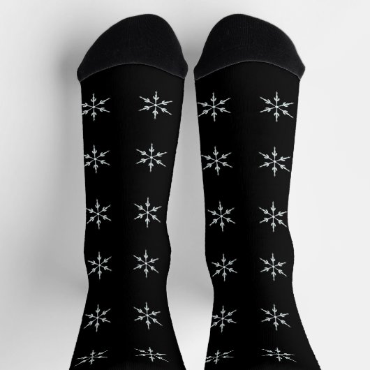 Elegant Black and White Snowflake Pattern Sokken (Top)