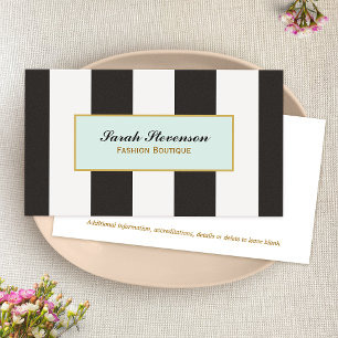 Elegant Black and White Stripes Mode Boutique Visitekaartje