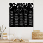 Elegant Black and White Swirl Seating Chart Poster (Keuken)