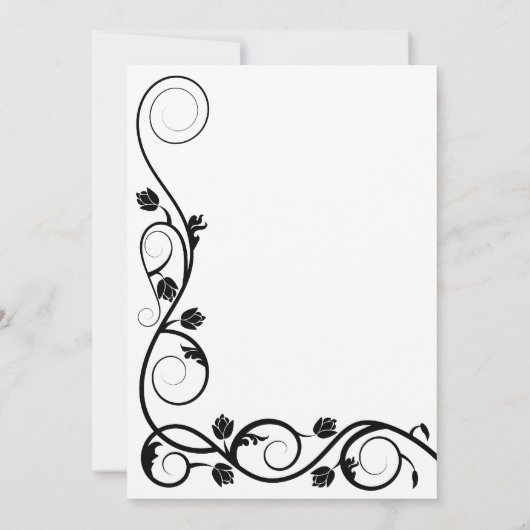 Elegant Black and White Swirls Invitation Kaart (Achterkant)