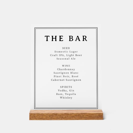 Elegant Black and White Typographic Bar Menu (Recto)