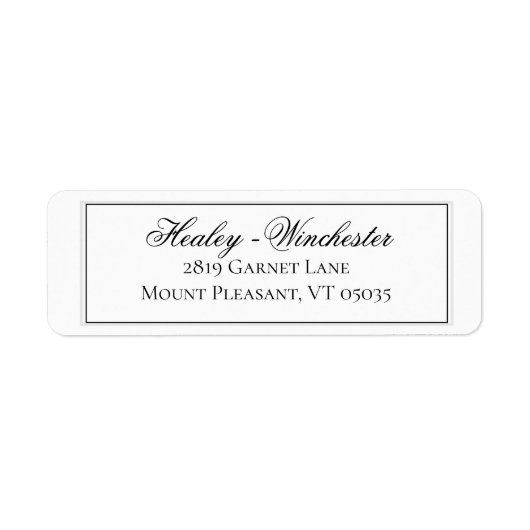 Elegant Black and White Wedding Address Label (Voorkant)