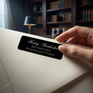 Elegant Black and White Wedding Address Label