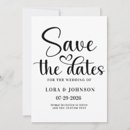 Elegant black and white wedding Calligraphy Save The Date
