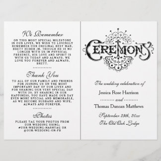 Elegant Black and White Wedding Ceremony Programma