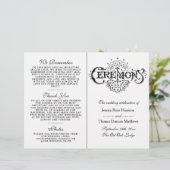 Elegant Black and White Wedding Ceremony Programma (Staand voorkant)