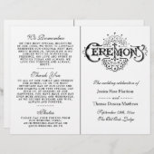 Elegant Black and White Wedding Ceremony Programma (Voorkant / Achterkant)