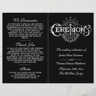 Elegant Black and White Wedding Ceremony Programma