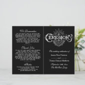 Elegant Black and White Wedding Ceremony Programma (Staand voorkant)