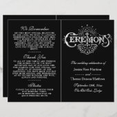 Elegant Black and White Wedding Ceremony Programma (Voorkant / Achterkant)