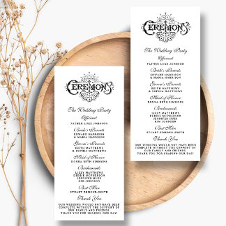 Elegant Black and White Wedding Ceremony Programma