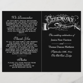Elegant Black and White Wedding Ceremony Programma