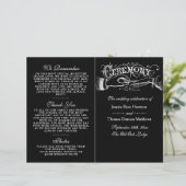 Elegant Black and White Wedding Ceremony Programma (Staand voorkant)