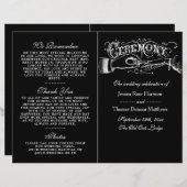 Elegant Black and White Wedding Ceremony Programma (Voorkant / Achterkant)