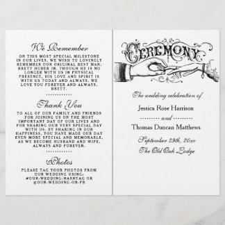 Elegant Black and White Wedding Ceremony Programma