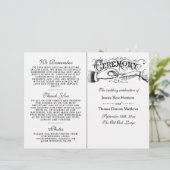 Elegant Black and White Wedding Ceremony Programma (Staand voorkant)