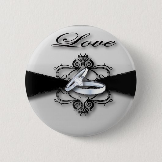 Elegant Black and White Wedding Favor Ronde Button 5,7 Cm (Voorkant)