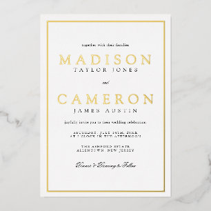 Elegant Black and White Wedding Folie Uitnodiging