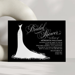 Elegant Black and White Wedding Gown Vrijgezellenf Kaart