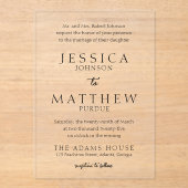 Elegant Black and White Wedding Invitation Acryl Uitnodigingen (Voorkant)