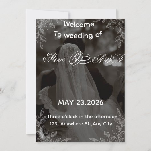 Elegant Black and White Wedding Invitation | Class (Devant)