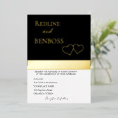Elegant Black and white Wedding Invitation Gold (Debout devant)